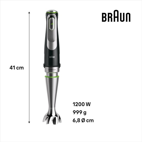 Braun MultiQuick 9 MQ Hand Blender-with activ powerDrive and splash control,incl masher ,vegetable masher,blender,chopper with whisk,1200 watt,black/stainless steel Braun MultiQuick 9 MQ Hand Blender-with activ powerDrive and splash control,incl masher ,vegetable masher,blender,chopper with whisk,1200 watt,black/stainless steel