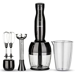 TORNADO Hand Blender 1000 Watt Chopper Whisk Black THB-1000MC
