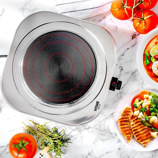 HOME GOLD hot plate single burner hotplate cooking stove cooker heater for cooking, non-stick coating, overheat protection electric cooking, 1500W, model: 2023-5