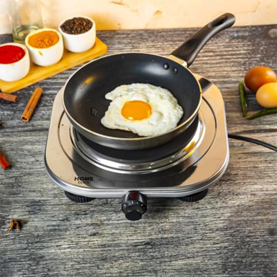HOME GOLD hot plate single burner hotplate cooking stove cooker heater for cooking, non-stick coating, overheat protection electric cooking, 1500W, model: 2023-5