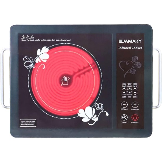 Infrared Cooker with Double Handle Hot Plate for Cooking, Adjustable Temperature and Stay Cool Handles, Suitable for Office/Home/Camp, Compatible with All Cookware 2600W-JMK7001 Infrared Cooker with Double Handle Hot Plate for Cooking, Adjustable Temperature and Stay Cool Handles, Suitable for Office/Home/Camp, Compatible with All Cookware 2600W-JMK7001