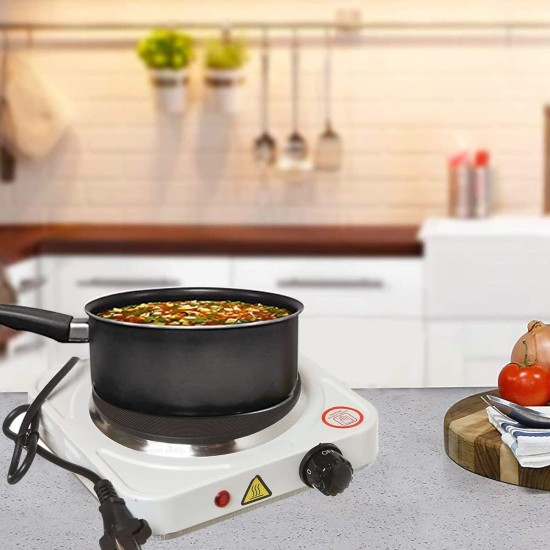 hanso electric hot plate with Non-Stick Coating, One Cooking Plate, Adjustable Temperature, Auto-Thermostat, Overheat Protection, Compact and Portable for Countertop Cooking, 900W