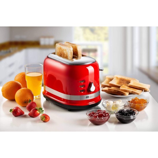 Ariete 0149R Moderna 2 Slice Toaster, Defrost, Heating & Cooking Function, Red, Stainless Steel Ariete 0149R Moderna 2 Slice Toaster, Defrost, Heating & Cooking Function, Red, Stainless Steel