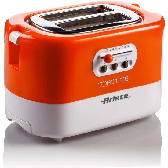 Ariete 159 Toastime, Orange Toaster, 2 Slice Capacity, 9 Browning Levels, 700 W, 3 Functions, Orange, no pliers. (by Delonghi Group)no pliers. 159 (by Delonghi Group). Ariete 159 Toastime, Orange Toaster, 2 Slice Capacity, 9 Browning Levels, 700 W, 3 Functions, Orange, no pliers. (by Delonghi Group)no pliers. 159 (by Delonghi Group).