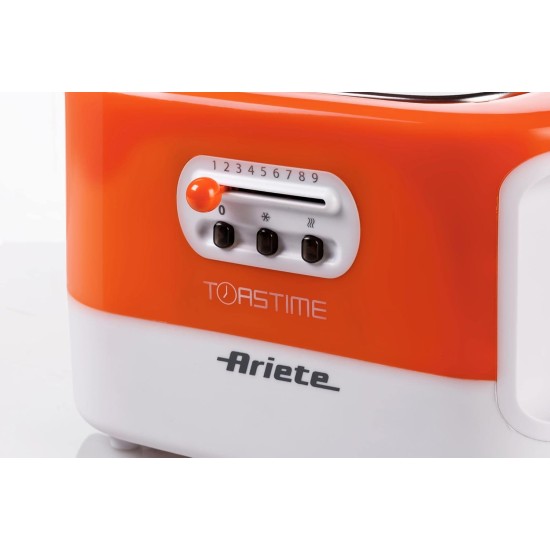 Ariete 159 Toastime, Orange Toaster, 2 Slice Capacity, 9 Browning Levels, 700 W, 3 Functions, Orange, no pliers. (by Delonghi Group)no pliers. 159 (by Delonghi Group). Ariete 159 Toastime, Orange Toaster, 2 Slice Capacity, 9 Browning Levels, 700 W, 3 Functions, Orange, no pliers. (by Delonghi Group)no pliers. 159 (by Delonghi Group).