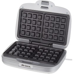 Ariete Waffle Maker Party Time 1973, Waffle Maker with Non-Stick Plates, Cord Reel, Safety Lock and Power Indicator, 700 W, Blue