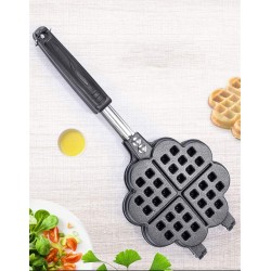 Waffle Iron Maker, VolksRose Non-Stick Aluminum Stovetop Sandwich Panini Cone Cake Heart Shaped Mold Double-Side Cooking Pan Baking Tool Maker Press Plate With Handle Perfect for Kitchen and Outdoor