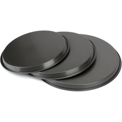 Bekith 3-Piece Set Non-stick Pizza Pan, Round Premium Bakeware, Black