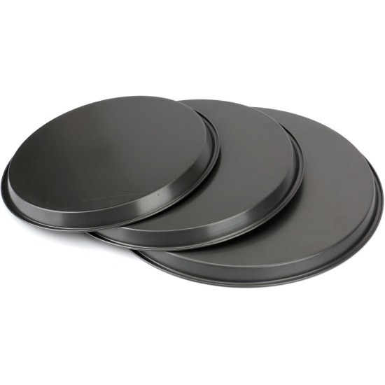 Bekith 3-Piece Set Non-stick Pizza Pan, Round Premium Bakeware, Black Bekith 3-Piece Set Non-stick Pizza Pan, Round Premium Bakeware, Black