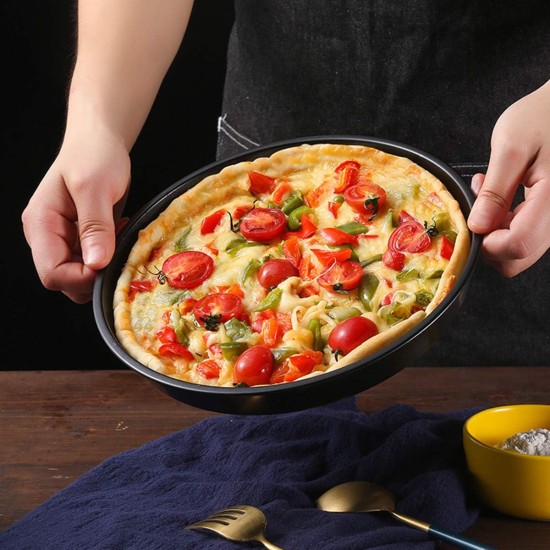 Bekith 3-Piece Set Non-stick Pizza Pan, Round Premium Bakeware, Black Bekith 3-Piece Set Non-stick Pizza Pan, Round Premium Bakeware, Black