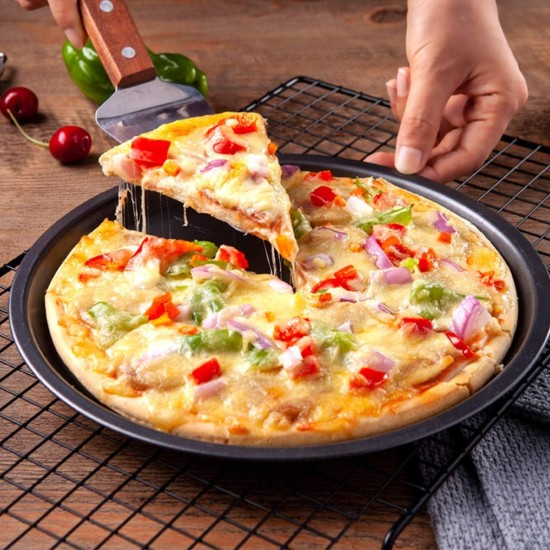 Bekith 3-Piece Set Non-stick Pizza Pan, Round Premium Bakeware, Black Bekith 3-Piece Set Non-stick Pizza Pan, Round Premium Bakeware, Black