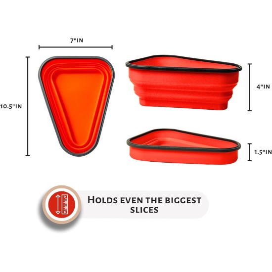 Pizza Pack | Collapsible Silicone Container for Storing Pizza | Organize & Save Space with Adjustable Size | BPA Free, Microwave & Dishware Safe (Regular, Red)