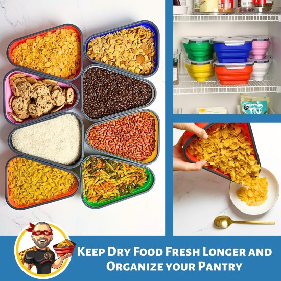Pizza Pack | Collapsible Silicone Container for Storing Pizza | Organize & Save Space with Adjustable Size | BPA Free, Microwave & Dishware Safe (Regular, Red)