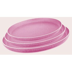 Selen Granite Pizza Trays Set Turkish - 3 Pcs - (Pink)