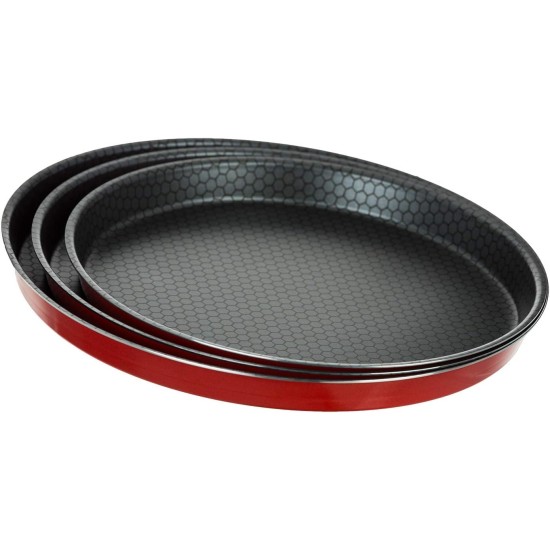 Trueval 3 Pieces Pizza Pan Set, 26-28-30, Red Trueval 3 Pieces Pizza Pan Set, 26-28-30, Red