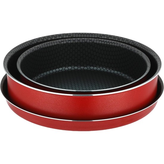 Trueval Teflon Oven trays set 2 pieces size 22-26 with pizza 28 color red Trueval Teflon Oven trays set 2 pieces size 22-26 with pizza 28 color red