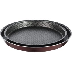 Trueval Teflon pizza tray set, 2 pcs size 24+28, color marron