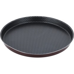 Trueval round teflon pizza pan, size 30 - maroon