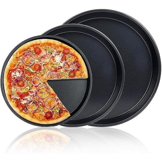 peinat Pizza Pan, 3PCS Pizza Baking Pan Black Baking Sheets for Oven Nonstick Round Pizza Tray 8/9/10 inch Bakeware Carbon Steel Sheet Pans for Cooking Multifunction peinat Pizza Pan, 3PCS Pizza Baking Pan Black Baking Sheets for Oven Nonstick Round Pizza Tray 8/9/10 inch Bakeware Carbon Steel Sheet Pans for Cooking Multifunction