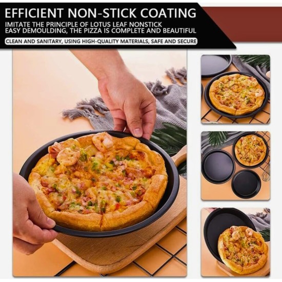 peinat Pizza Pan, 3PCS Pizza Baking Pan Black Baking Sheets for Oven Nonstick Round Pizza Tray 8/9/10 inch Bakeware Carbon Steel Sheet Pans for Cooking Multifunction peinat Pizza Pan, 3PCS Pizza Baking Pan Black Baking Sheets for Oven Nonstick Round Pizza Tray 8/9/10 inch Bakeware Carbon Steel Sheet Pans for Cooking Multifunction
