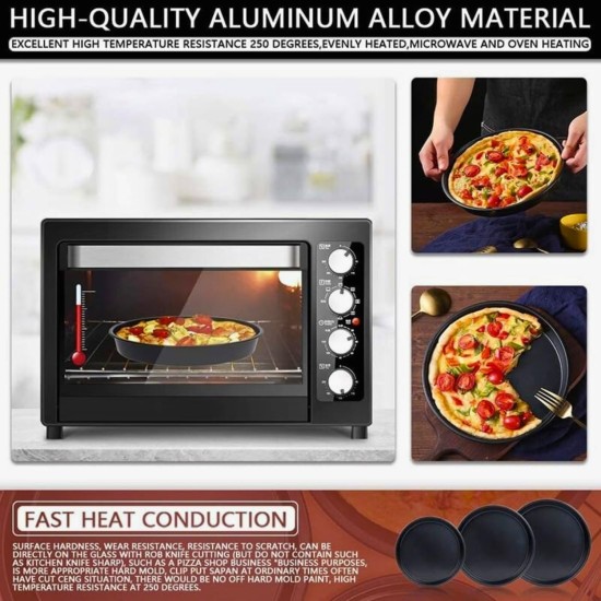 peinat Pizza Pan, 3PCS Pizza Baking Pan Black Baking Sheets for Oven Nonstick Round Pizza Tray 8/9/10 inch Bakeware Carbon Steel Sheet Pans for Cooking Multifunction peinat Pizza Pan, 3PCS Pizza Baking Pan Black Baking Sheets for Oven Nonstick Round Pizza Tray 8/9/10 inch Bakeware Carbon Steel Sheet Pans for Cooking Multifunction
