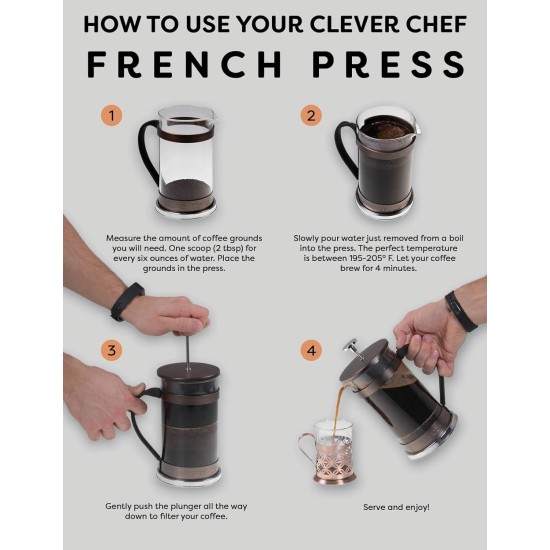 Clever chef french press coffee maker, maximum flavor coffee brewer with superior filtration, 2 cup capacity, multi colors Clever chef french press coffee maker, maximum flavor coffee brewer with superior filtration, 2 cup capacity, multi colors