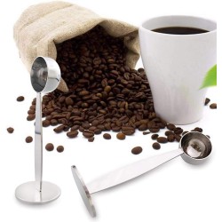 Coffee Bean Press Espresso, Rumanle Stand Coffee Measure tamper spoon Stainless Steel Coffee & Tea Tools Measuring Tamping Scoop Coffee Tamper (1 Piece, Silver)
