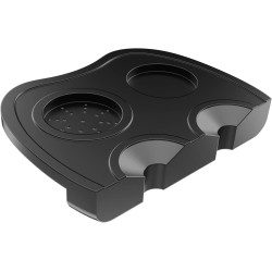 Coffee Tamper Tool, Silicone Rubber Espresso Tamping Mat, Double Hole Corner Edge Practical Stand Tamp Station 63mm to Protect Your Worktop for Espresso Baristas Powder Maker (Large Black)