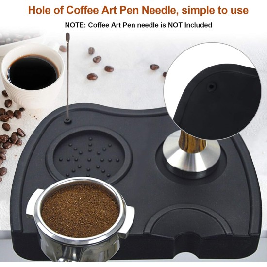 Coffee Tamper Tool, Silicone Rubber Espresso Tamping Mat, Double Hole Corner Edge Practical Stand Tamp Station 63mm to Protect Your Worktop for Espresso Baristas Powder Maker (Large Black) Coffee Tamper Tool, Silicone Rubber Espresso Tamping Mat, Double Hole Corner Edge Practical Stand Tamp Station 63mm to Protect Your Worktop for Espresso Baristas Powder Maker (Large Black)