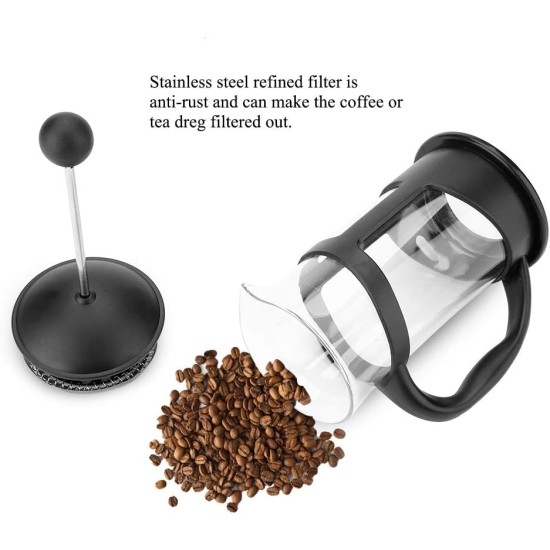 Coffee percolator rockyin coffee maker, portable stainless steel glass cafetiere french press maker home office tea coffee pot(600ml) Coffee percolator rockyin coffee maker, portable stainless steel glass cafetiere french press maker home office tea coffee pot(600ml)