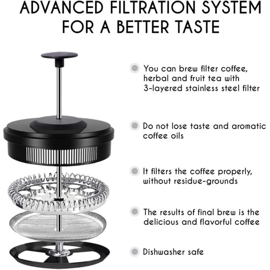 French Press Coffee Maker Travel & Camping Coffee Pot Double Walled Insulated Coffee & Tea Brewer Pot Cold Brew Heat Resistant Office Supplies with Superior Filtration Thoughtful Gifts (600ml) French Press Coffee Maker Travel & Camping Coffee Pot Double Walled Insulated Coffee & Tea Brewer Pot Cold Brew Heat Resistant Office Supplies with Superior Filtration Thoughtful Gifts (600ml)