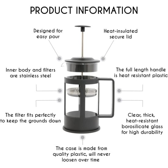 French Press Coffee Maker Travel & Camping Coffee Pot Double Walled Insulated Coffee & Tea Brewer Pot Cold Brew Heat Resistant Office Supplies with Superior Filtration Thoughtful Gifts (600ml) French Press Coffee Maker Travel & Camping Coffee Pot Double Walled Insulated Coffee & Tea Brewer Pot Cold Brew Heat Resistant Office Supplies with Superior Filtration Thoughtful Gifts (600ml)