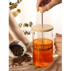 French Press Coffee and Tea Maker, 350ml Capacity, Borosilicate Glass and Stainless Steel Filter, Bamboo Lid