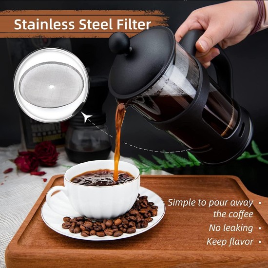 French Press Espresso and Tea Maker, Manual Milk Frother, Stainless Steel Filters, Maximum Flavor Coffee Brewer with Superior Filtration (600ML) French Press Espresso and Tea Maker, Manual Milk Frother, Stainless Steel Filters, Maximum Flavor Coffee Brewer with Superior Filtration (600ML)