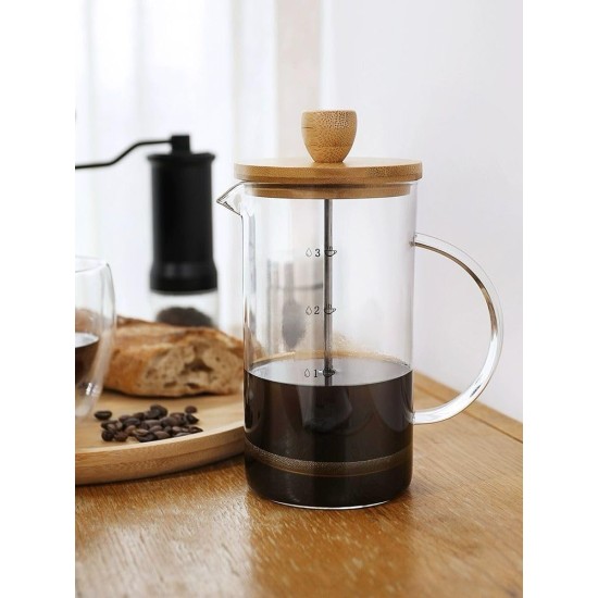 Glass French Press Tea Maker for Best Tasting Coffee and Tea, Borosilicate Glass, Wood, Stainless Steel (350ml) Glass French Press Tea Maker for Best Tasting Coffee and Tea, Borosilicate Glass, Wood, Stainless Steel (350ml)