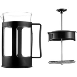 Kirmax Glass French Press Coffee Tea Maker, 600Ml Coffee Press, Borosilicate Glass with Heat Resistant Handle