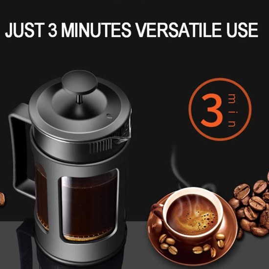 Kirmax Glass French Press Coffee Tea Maker, 600Ml Coffee Press, Borosilicate Glass with Heat Resistant Handle Kirmax Glass French Press Coffee Tea Maker, 600Ml Coffee Press, Borosilicate Glass with Heat Resistant Handle