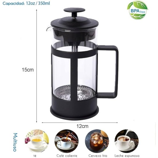 Professional French press Pyrex coffee/tea maker filter 350 ML (black) ٣٥٠ ملي فرينش برس فلتر بيركس لصنع القهوة/الشاي (أسود) Professional French press Pyrex coffee/tea maker filter 350 ML (black) ٣٥٠ ملي فرينش برس فلتر بيركس لصنع القهوة/الشاي (أسود)