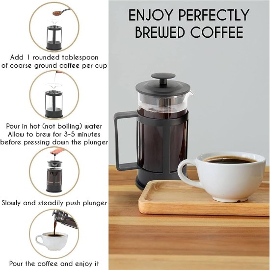 Professional French press Pyrex coffee/tea maker filter 350 ML (black) ٣٥٠ ملي فرينش برس فلتر بيركس لصنع القهوة/الشاي (أسود) Professional French press Pyrex coffee/tea maker filter 350 ML (black) ٣٥٠ ملي فرينش برس فلتر بيركس لصنع القهوة/الشاي (أسود)