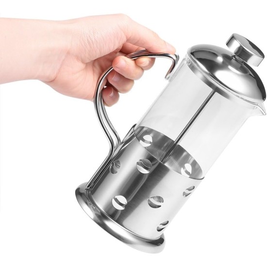 VBESTLIFE Coffee Maker, 350/600/800 ml Stainless Steel Glass French Press Coffee Maker Coffee & Teapot with Filter Suitable for Coffee, Tea, Espresso etc. (350 ml) VBESTLIFE Coffee Maker, 350/600/800 ml Stainless Steel Glass French Press Coffee Maker Coffee & Teapot with Filter Suitable for Coffee, Tea, Espresso etc. (350 ml)