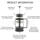 hanso French Press Coffee & Tea Maker for Home, Office, or On-the-Go - Heat-Resistant & Compact Design (Black, 600 ML)