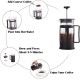 hanso French Press Coffee & Tea Maker for Home, Office, or On-the-Go - Heat-Resistant & Compact Design (Black, 600 ML)