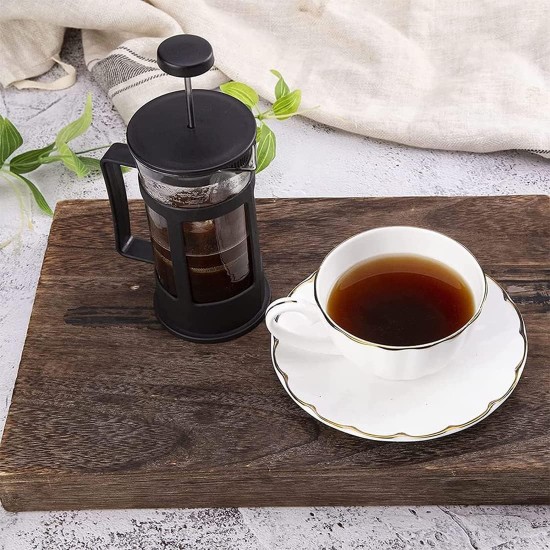 hanso French Press Coffee & Tea Maker for Home, Office, or On-the-Go - Heat-Resistant & Compact Design (Black, 600 ML)