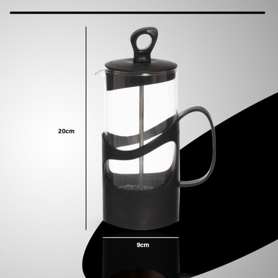 hanso French Press Coffee & Tea Maker for Home, Office, or On-the-Go - Heat-Resistant & Compact Design (Black, 600 ML)
