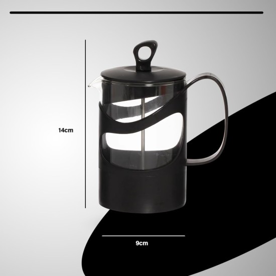 hanso French Press Coffee & Tea Maker for Home, Office, or On-the-Go - Heat-Resistant & Compact Design (Black, 600 ML)