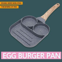 Generic Nonstick egg frying cooking pan divided grill frying pot all-in-one omelette pan breakfast cookware 3 section square grill pan divided frying pan hamburger frying pan fried egg,pancake