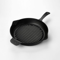 Lava LV ECO Y GT 28 Cast Iron Grill Pan With Cast Iron Handle, Round, 31 x 42 cm - Black