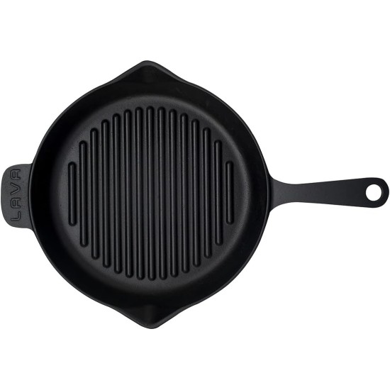 Lava LV ECO Y GT 28 Cast Iron Grill Pan With Cast Iron Handle, Round, 31 x 42 cm - Black Lava LV ECO Y GT 28 Cast Iron Grill Pan With Cast Iron Handle, Round, 31 x 42 cm - Black