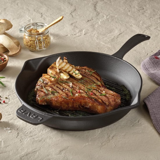 Lava LV ECO Y GT 28 Cast Iron Grill Pan With Cast Iron Handle, Round, 31 x 42 cm - Black Lava LV ECO Y GT 28 Cast Iron Grill Pan With Cast Iron Handle, Round, 31 x 42 cm - Black