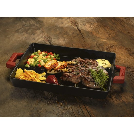 Lava grill pan cast iron, rectangle 26x32cm. self-handled. enamel 1 coat, 1 fire. Lava grill pan cast iron, rectangle 26x32cm. self-handled. enamel 1 coat, 1 fire.